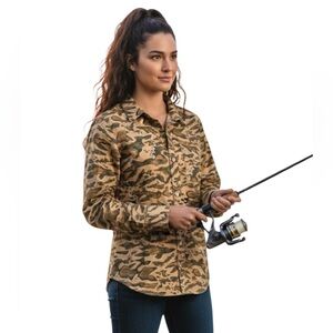 United By Blue Women's Camo Button Down Shirt Hemp & Organic Cotton Size: Medium